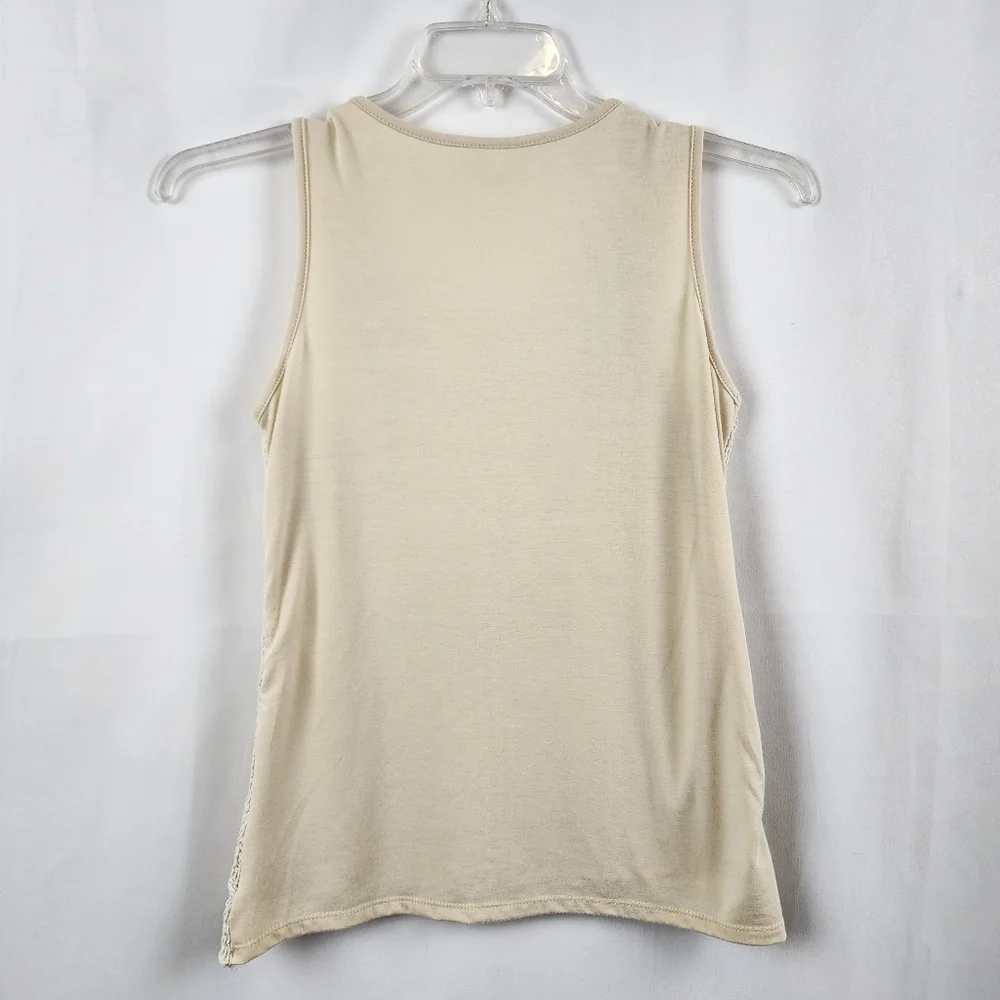Crochet Lace Cream Tank Top Adiva Brand Boho Style Womens XS - Picture 4 of 6